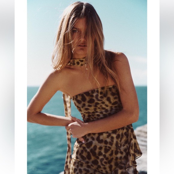 ZARA Leopard Animal Print Tulle Slip Dress – Size M (New with Tags) - Picture 2 of 15